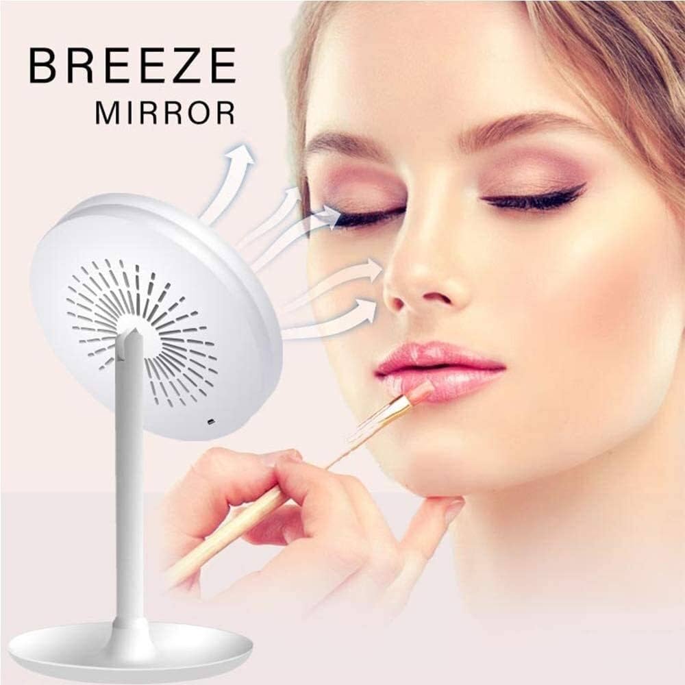 Miroir de Maquillage Muraux 5X LED avec Ventilateur – Multifonctionnel 3-en-1