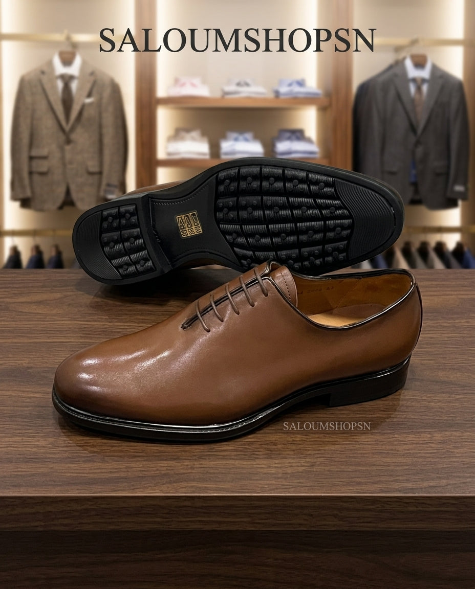 Chaussures de Ville Homme Marron Claire en Cuir Modèle 2 Véritable Coupe carré – Pietro diMilano | Oxford Habillé