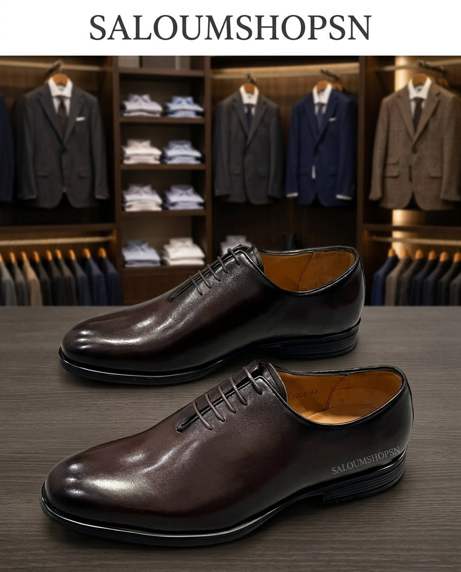 Chaussures de Ville Homme Marron en Cuir Modèle 2 Véritable Coupe carré – Pietro diMilano | Oxford Habillé