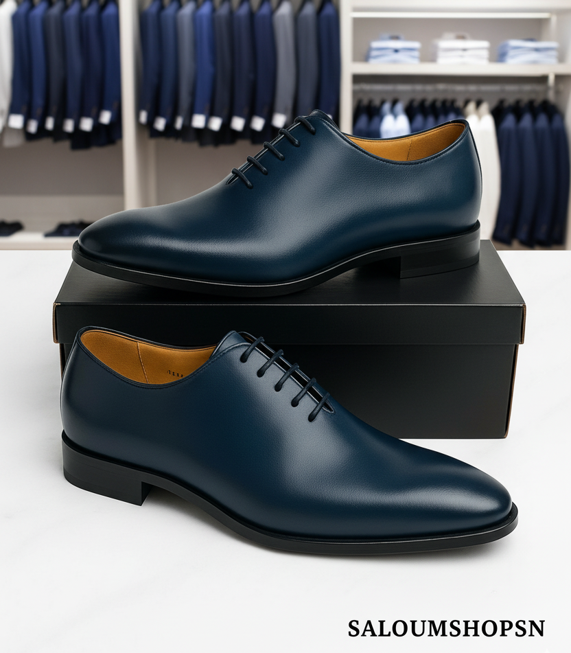 Chaussures de Ville Homme Bleu de nuit en Cuir Véritable – Pietro diMilano | Oxford Habillé