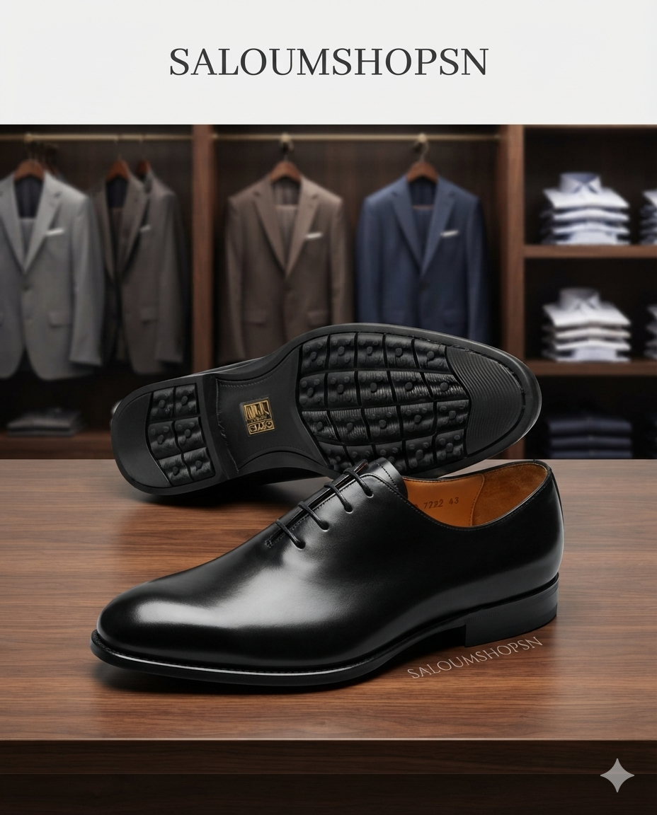 Chaussures de Ville Homme Noire en Cuir Modèle 2 Véritable Coupe carré – Pietro diMilano | Oxford Habillé