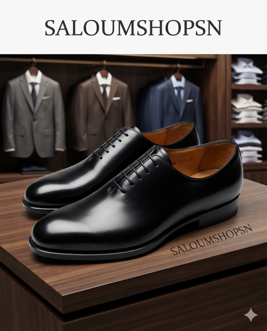 Chaussures de Ville Homme Noire en Cuir Modèle 2 Véritable Coupe carré – Pietro diMilano | Oxford Habillé