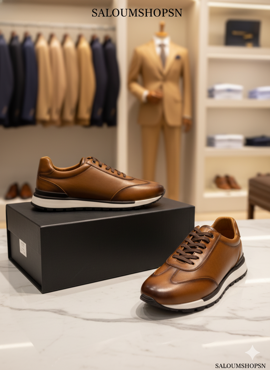 Sneakers Runner en Cuir Véritable Marron | Style Luxe Homme