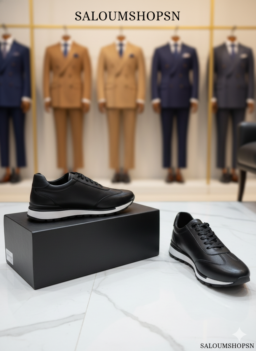 Sneakers Runner en Cuir Véritable Noir  | Style Luxe Homme