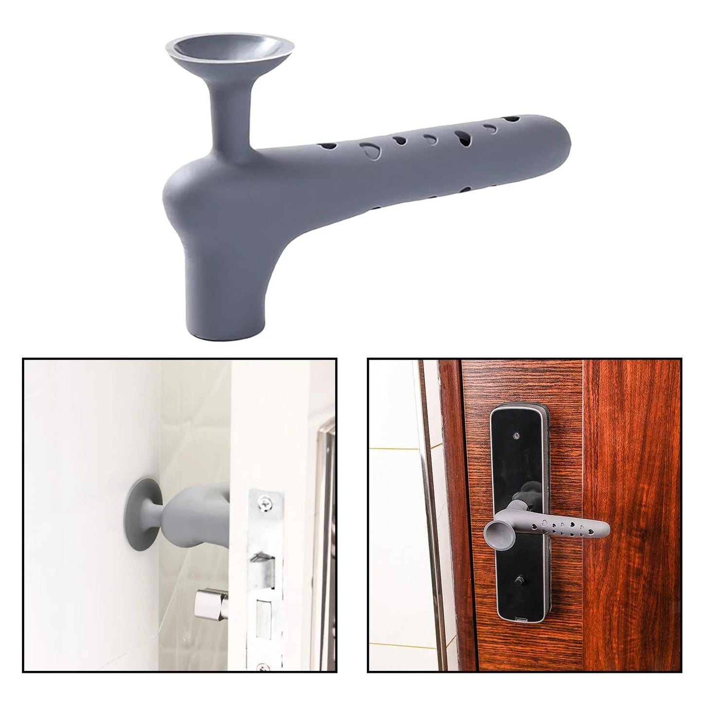 Lot de 2 protections de poignée de porte en silicone avec ventouse – Anti-choc, antistatique et silencieux – Adapté à toutes les poignées