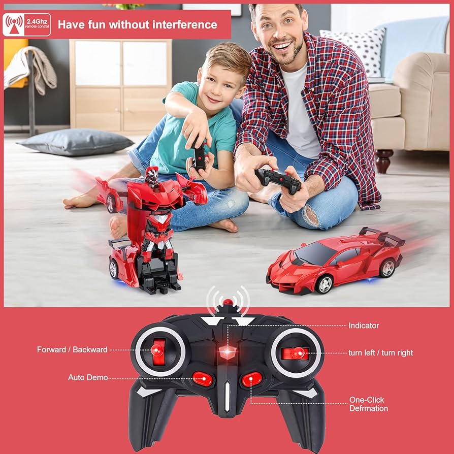 Voiture télécommandée Subao pour enfants, jouet de voiture robot de déformation RC rotatif à 360 ° avec lumière LED, jouets de transformation voiture de course âge 4-7 8-12 pour garçons filles, cadeaux pour Noël  🎁🎅enfants