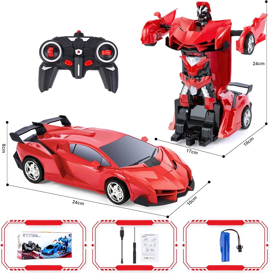 Voiture télécommandée Subao pour enfants, jouet de voiture robot de déformation RC rotatif à 360 ° avec lumière LED, jouets de transformation voiture de course âge 4-7 8-12 pour garçons filles, cadeaux pour Noël  🎁🎅enfants