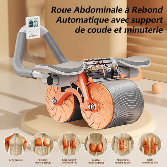 Roue abdominale a rebond automatique avec pose coude pour gymnastique à la maison