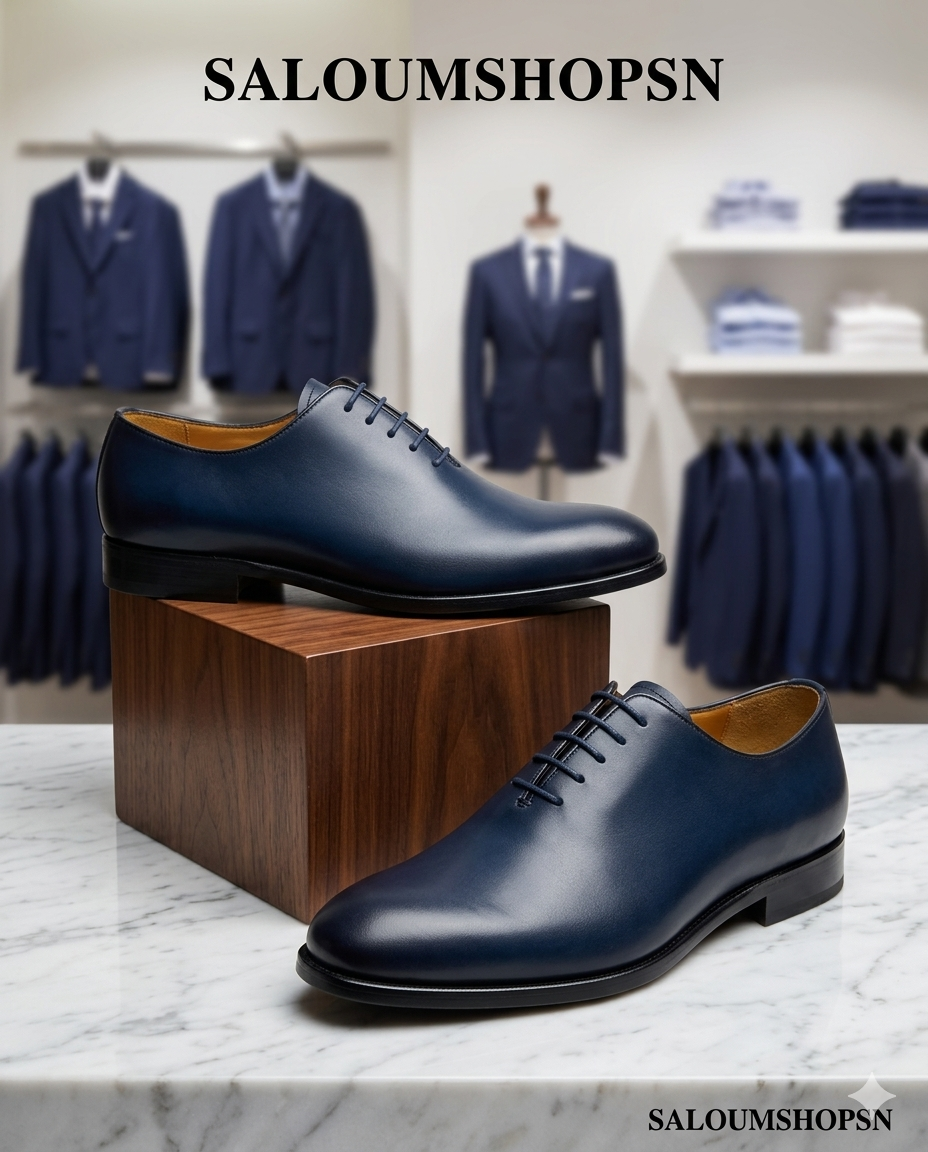 Chaussures de Ville Homme Bleu de nuit en Cuir Véritable Coupe carré – Pietro diMilano | Oxford Habillé
